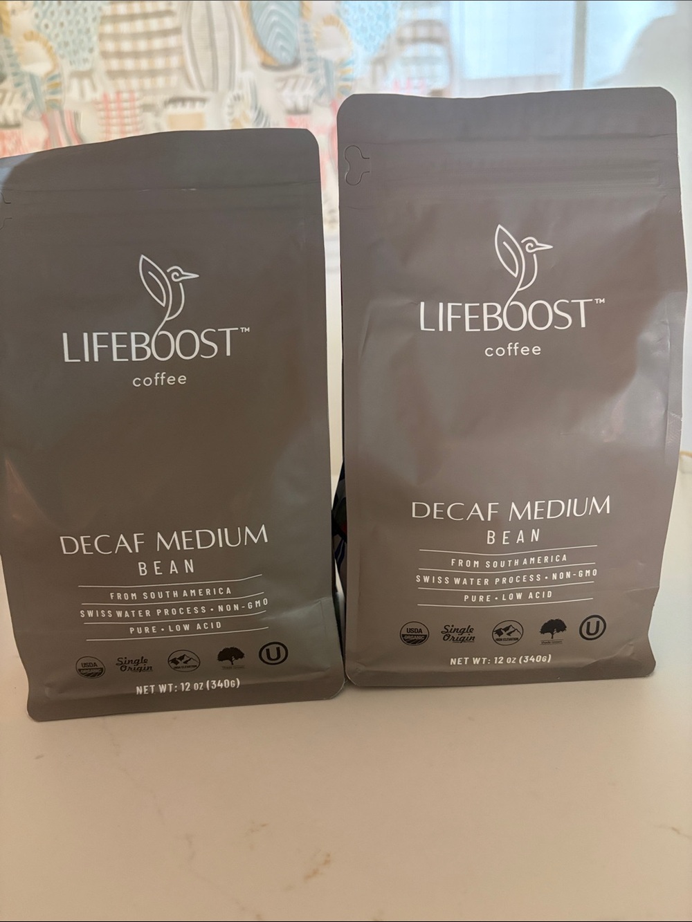 2 Lifeboost Organic Decaf Medium Bean Coffee — Brown Bag